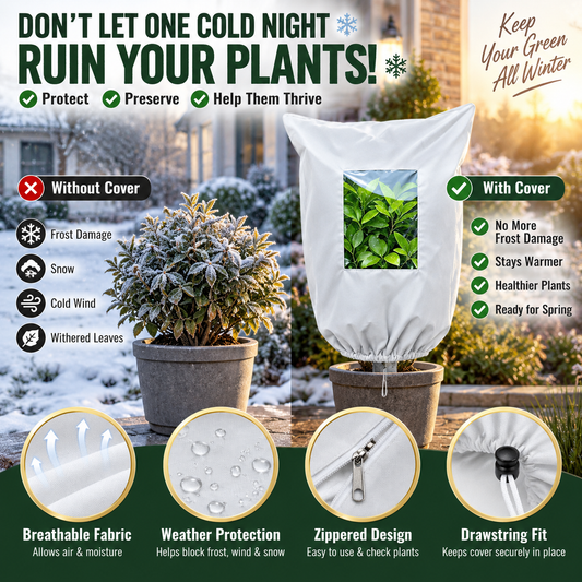 ⏳Time-Limited Special ⏰WINTER GARDEN ESSENTIAL | Plant Frost Protection Cover – Breathable Reusable Cover for Shrubs, Pots & Young Trees