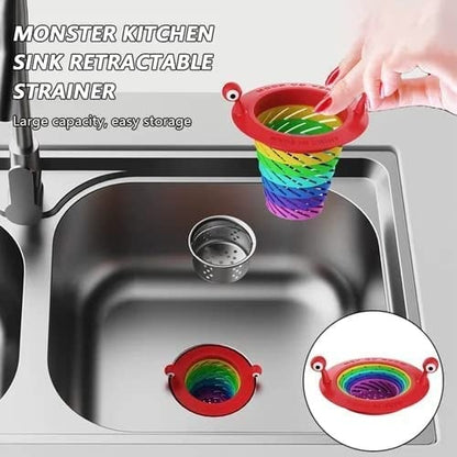 🌈 BUY 1 GET 1 FREE! 🧼 Sink Strainer – Monster design, foldable rainbow & large capacity – No more clogs – grab yours! ✅