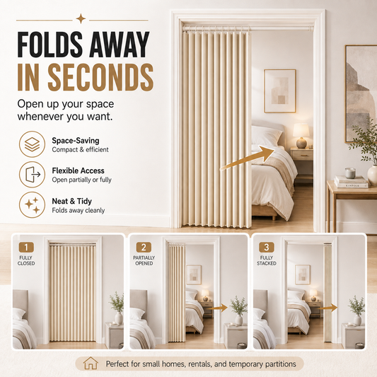 No-Drill Magnetic Accordion Door Curtain