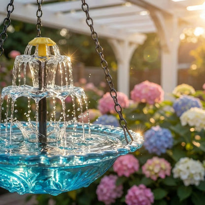🌞 Solar Hanging Bird Bath Fountain: Cascading, Dual-Tier, No Wiring, for Garden & Patio
