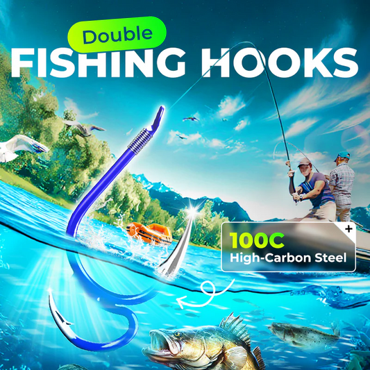 🎣 Classic Sharp Double Fishing Hooks — High-Carbon Steel Double Hooks with Needle Point