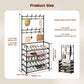 🏠 3-in-1 Entryway Organizer: Shoe Rack, Coat Rack & Shelves, 16mm Metal Frame, 4/5 Tiers