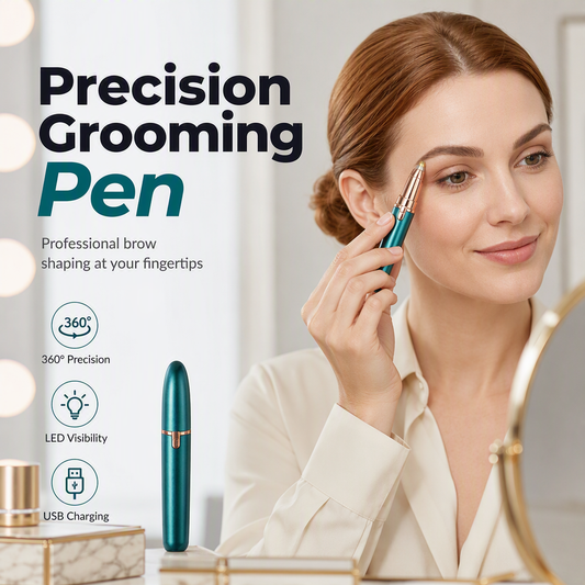 💄 Electric Eyebrow Trimmer: Built-In LED, Lipstick Design, Stainless Steel, Waterproof, Portable