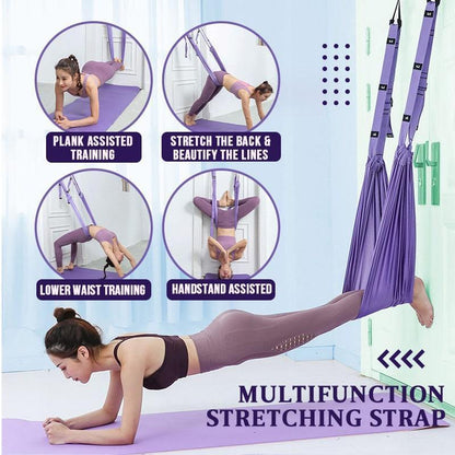 🧘 Yoga Stretching Band: 1.5m Soft Fabric, Adjustable Loops, Door Anchor, for Flexibility