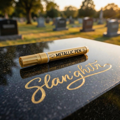 🪦 LIMITED-TIME BUY 1 GET 1 FREE! 💥 Golden Gravestone Restoration Pen – Waterproof, Quick-Dry, Precision Tip ✨