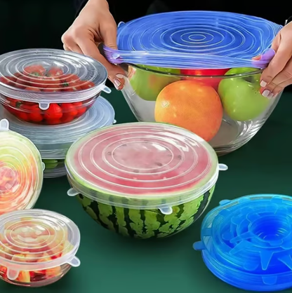 🔥 Silicone Food Storage Lids – 6-Pack Reusable & Flexible Covers 🥣✨