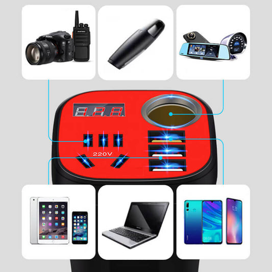 🎁Hot Sale🚗 Car-Mounted Cup-Type Inverter Converter QC Charger ⚡Multi-function and easy to use