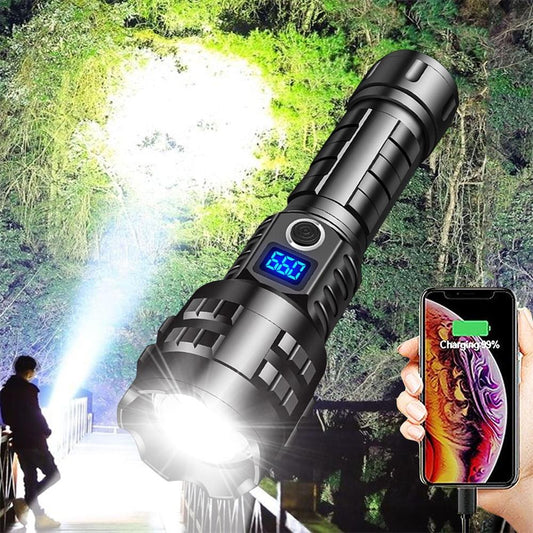 🔦 Super Powerful LED Torch – 2000+ Lumens with Adjustable Focus & Multiple Modes, Rechargeable for Camping, Hiking & Emergencies 🏕️⚡