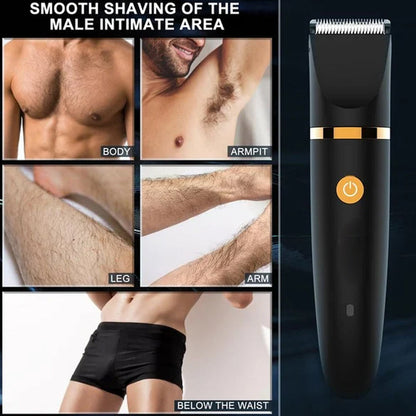 🧔 4-in-1 Men's Body Groomer: IPX7 Waterproof, Cordless, Type-C, Nose & Beard Trimmer