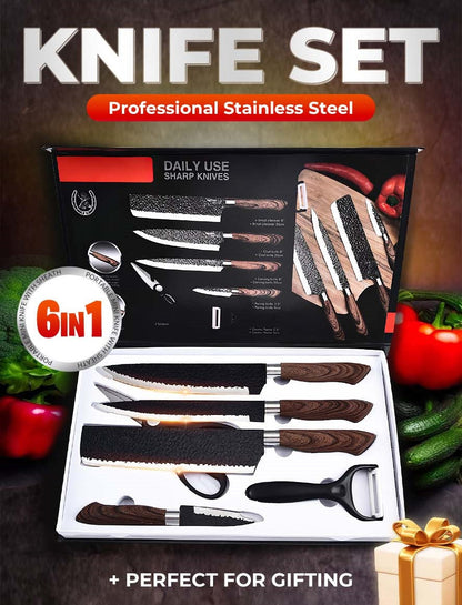 🍴 Stainless Steel Knife Set Block — ”Professional Kitchen Knives Sharp Durable"