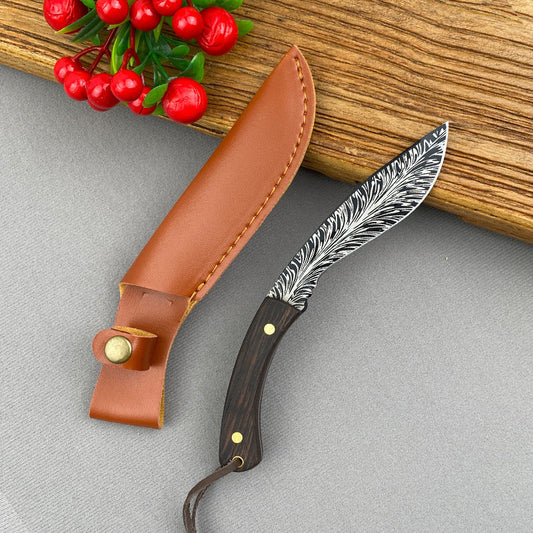 🔪Sharp feather pattern forged knife