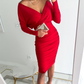Women's Sexy Ruched V-Neck Bodycon Dress