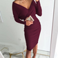 Women's Sexy Ruched V-Neck Bodycon Dress