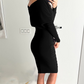 Women's Sexy Ruched V-Neck Bodycon Dress