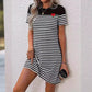 Casual Contrast Stripe Round Neck Dress