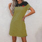 Casual Contrast Stripe Round Neck Dress