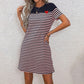 Casual Contrast Stripe Round Neck Dress