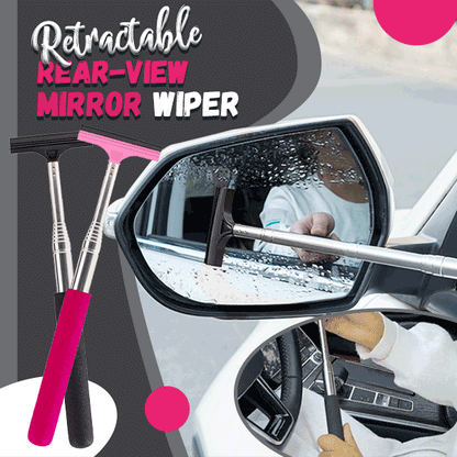🌧️ Rainy-Day Car Mirror Wiper: 98cm Telescopic, Rubber Head, Compact, Black/Pink