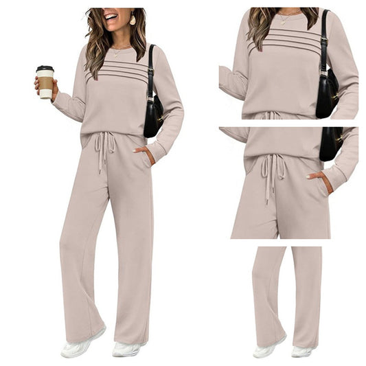 🔥LAST DAY 58% OFF✨Women's Crew Neck Top & Drawstring Pants Set