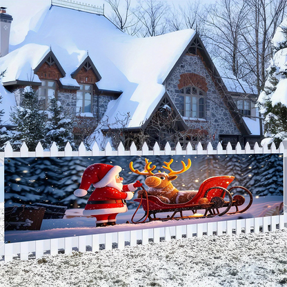 🎅 Christmas Hanging Banner: Santa Design, Fade-Resistant, Durable Polyester, 45x200cm/50x300cm