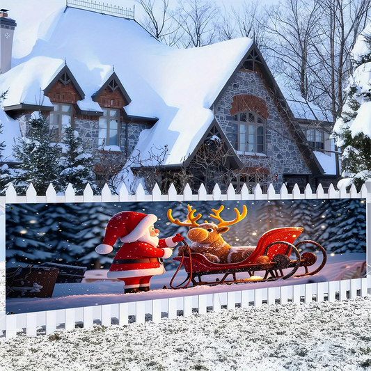 🎅 Christmas Hanging Banner: Santa Design, Fade-Resistant, Durable Polyester, 45x200cm/50x300cm