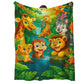 Plush Flannel Throw Blanket with Cartoon Jungle Print