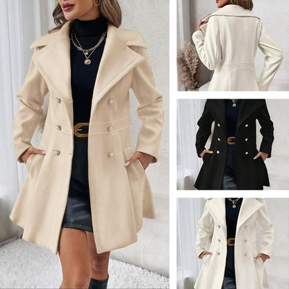 Women's Casual Double-Breasted A-Line Coat