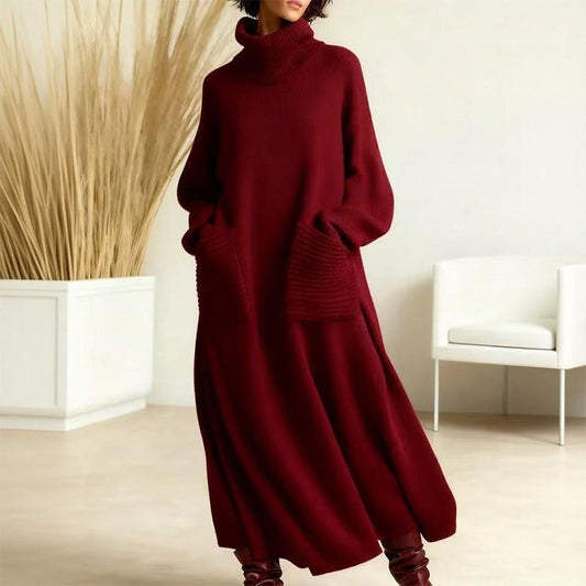 Women's Turtleneck Long Sleeve Knit Sweater Dress