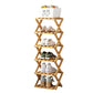👞 Foldable Bamboo Shoe Rack: No Assembly, 5-Second Setup, 2-10 Tiers, Space-Saving