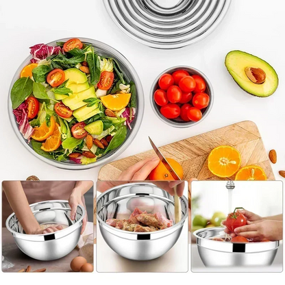 📢📢50% OFF !! ⏰304 Stainless Steel Mixing Bowl Set with Airtight Lids & Grater Attachments 🔪✨