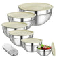 📢📢50% OFF !! ⏰304 Stainless Steel Mixing Bowl Set with Airtight Lids & Grater Attachments 🔪✨