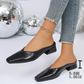 Women's Square Toe Block Heel Mules
