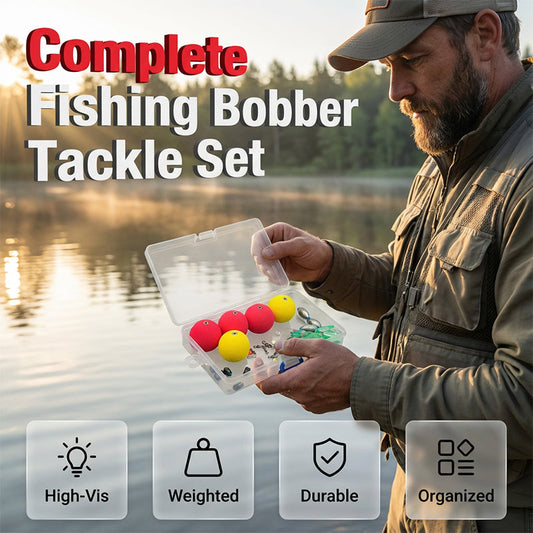🎣 Fishing Bobber Tackle Set: High-Visibility Floats, Weighted Core, Foam, with Tackle Box