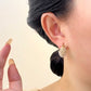 💎 Faux Pearl Basket Hoop Earrings: Gold-Tone, Weave Design, Secure Clasp, French Elegance