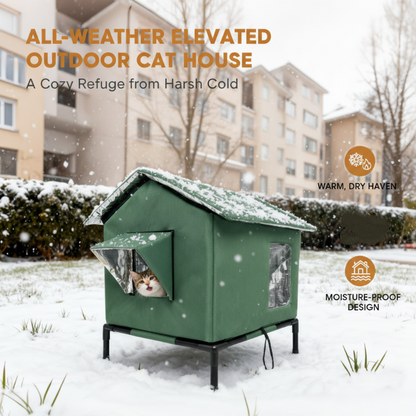 🐈 All-Weather Elevated Outdoor Cat House – Waterproof, Insulated, Foldable 🌧️