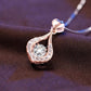 💖 Twinkling Heart Necklace: Rotating Stone, Waterdrop Pendant, Silver, Gift for Her