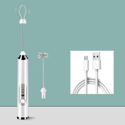 ☕ Electric Milk Frother: 3-Speed, 304 Stainless Steel, USB-C Rechargeable, 2 Heads