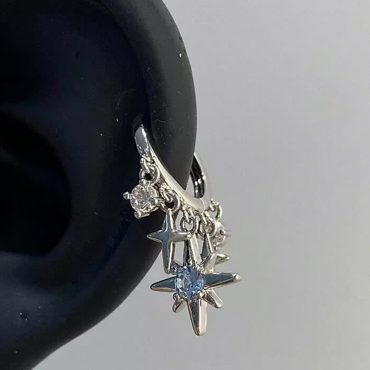 Celestial Star Dangle Hoop Earrings
