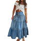🥳2026 HOT SALE🥳 Women's High Waisted Tiered A-Line Denim Maxi Skirt
