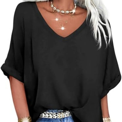 Women's Casual Loose V-Neck Top