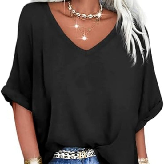 Women's Casual Loose V-Neck Top