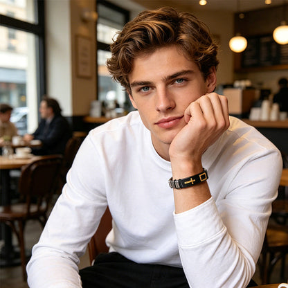 🥳 50% OFF! 🥳 Men's Stainless Steel Cross Bracelet & Perfect for daily wear or spiritual style🔥