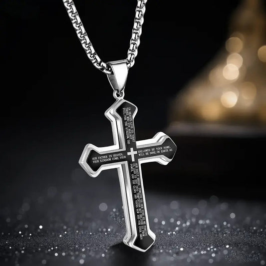 🥳 50% OFF! 🥳 Men's Lord's Prayer Cross Necklace