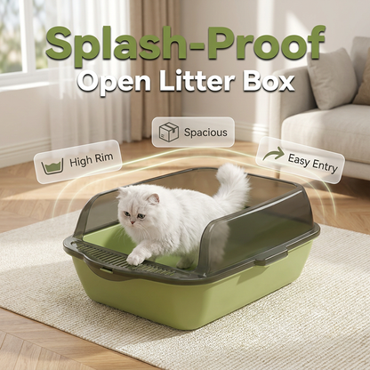 🐱 50% OFF NOW!🌸Semi-Enclosed Plastic Litter Box with Splash Guard