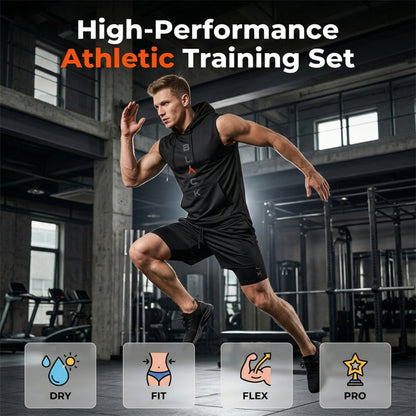 🥳 50% OFF! 🥳 Men's Athletic Sleeveless Hoodie & Shorts Set !