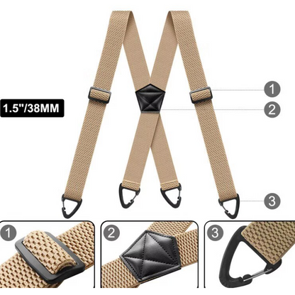 🧵 Men's X-Back Braces with Swivel Hook Clips — Heavy Duty Adjustable Elastic Suspenders for Work & Formal Wear