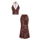 🔥Summer Bestseller🔥 Bohemian Floral Print Halter and Maxi Skirt Co-ord Set