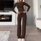 🥳2026 HOT SALE🥳  Women's Casual Top & Pants 2-Piece Set | Fitted cropped top + straight-leg trousers👖