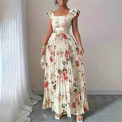 🔥Summer Bestseller🔥 Elegant Floral Print Pleated Maxi Dress & ✈️ Free delivery
