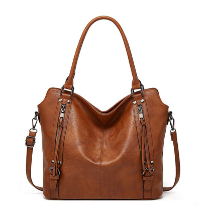 Faux leather shopper, stylish women's shoulder bag with a zipper & ✈️ Free delivery